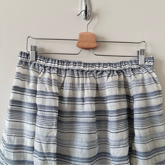 THEORY-STRIPE Silk Blend Off Shoulder Bell Sleeve Blouse (Size:Small) - Picture 5 of 13